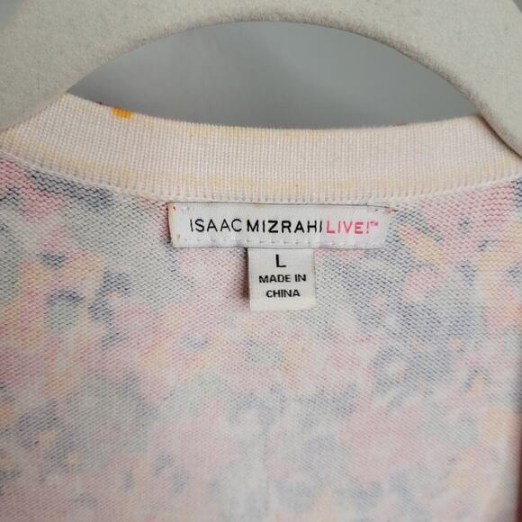 Isaac Mizrahi Live sweater women's size L cotton multicolor floral knit cardigan - Picture 5 of 9